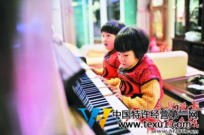 这架钢琴是为姐姐买的，两个小家伙偶尔也会爬上去乱弹一番。