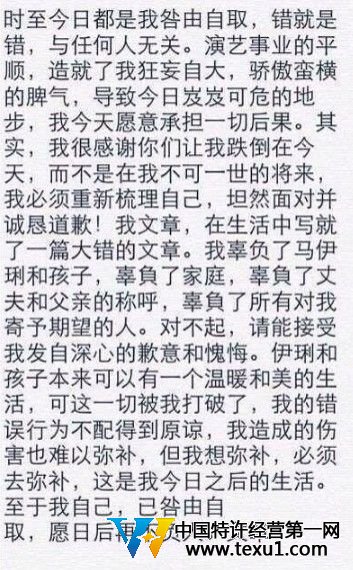 文章出轨道歉声明。