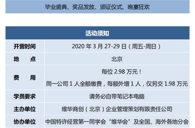 中国顶级独家第2003季:中国特许&连锁特训营